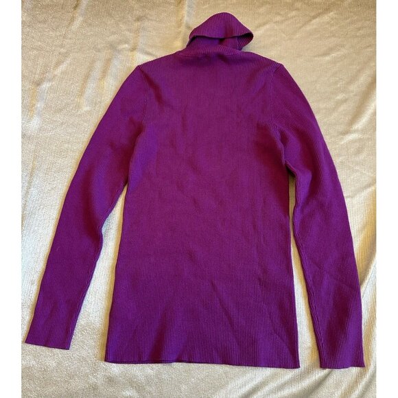 Lauren‎ Ralph Lauren Turtleneck Sweater Sz Medium stretchy knit Ribbed Purple * - Picture 2 of 6